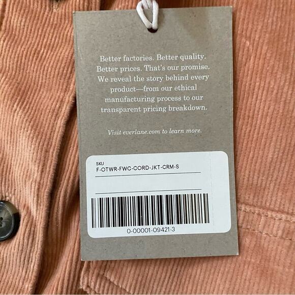NWT Everlane Women’s Corduroy Button Up Long Sleeve Jacket cool Salmon 🍣 color - Picture 7 of 11